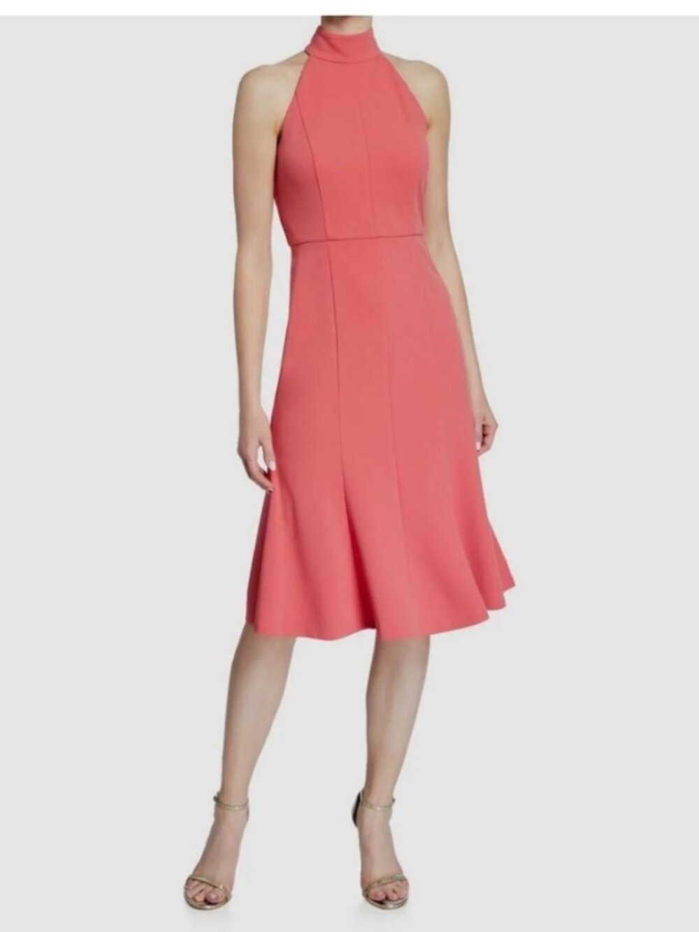 Donna Morgan Size 6 Mock Halter Sleeveless Midi Dress